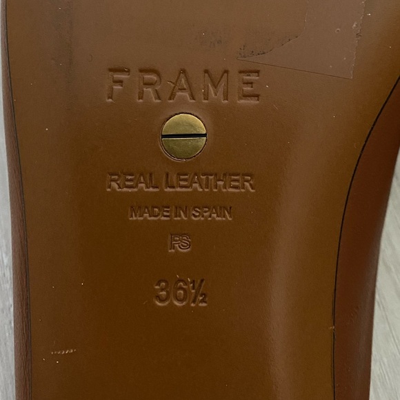 FRAME tobacco leather le town square-toe mules in brown, size 36 1/2 - Picture 3 of 4